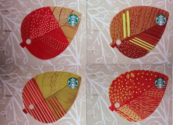 Mini Leaves 2016 Complete Set of 4 Starbucks Cards